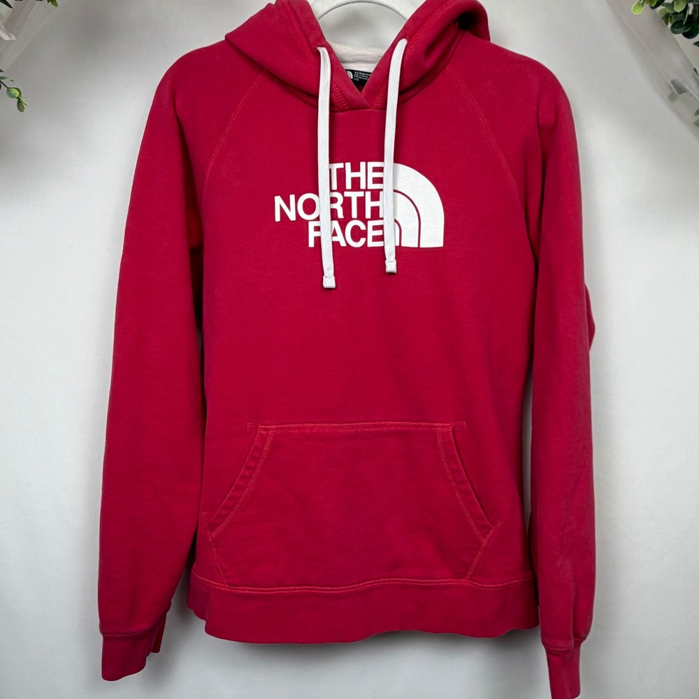 The North Face Womens Red Logo Pullover Hoodie Sweatshirt Large